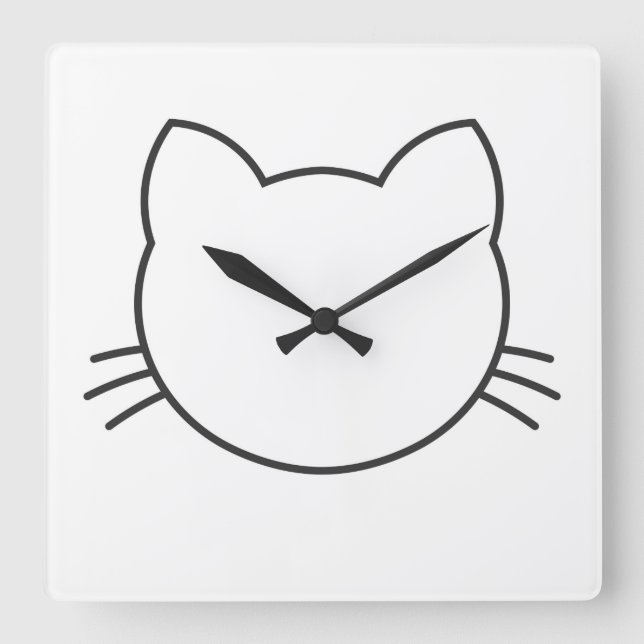 Katzengesicht Quadratische Wanduhr (Vorderseite)