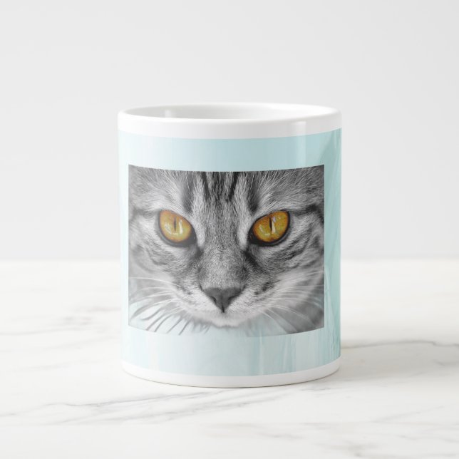 Katzengesicht unter dem blauen Ozean Jumbo-Tasse (Vorderseite)