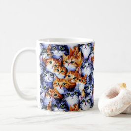 Katzengesichter drucken Cartoon Collage Muster nie Kaffeetasse