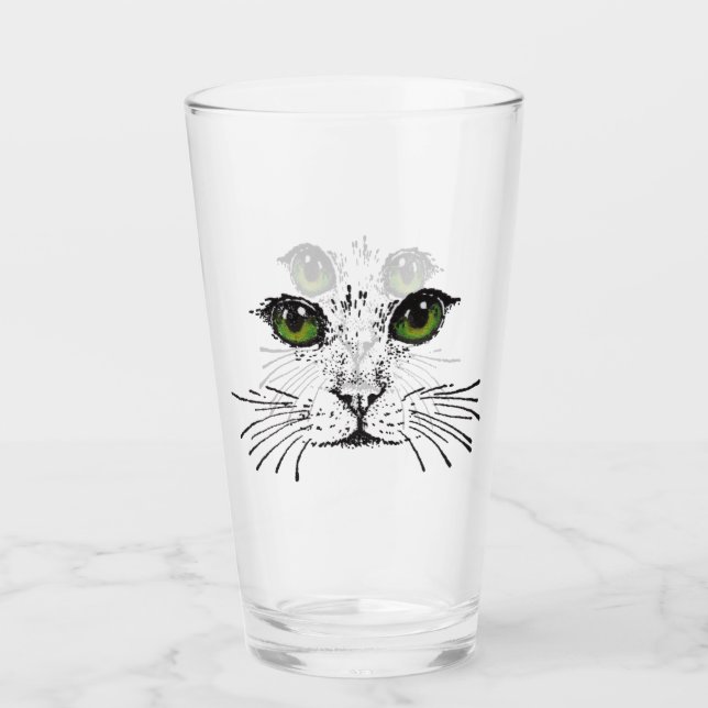 Katzengesichtsdarstellung in Schwarz, leuchtend gr Glas (Vorderseite)