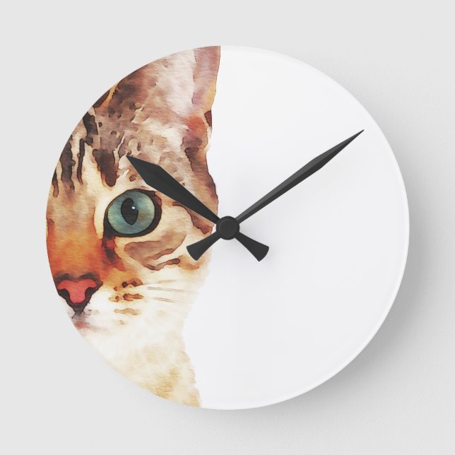 Katzengesichtsfarbe Runde Wanduhr (Vorderseite)