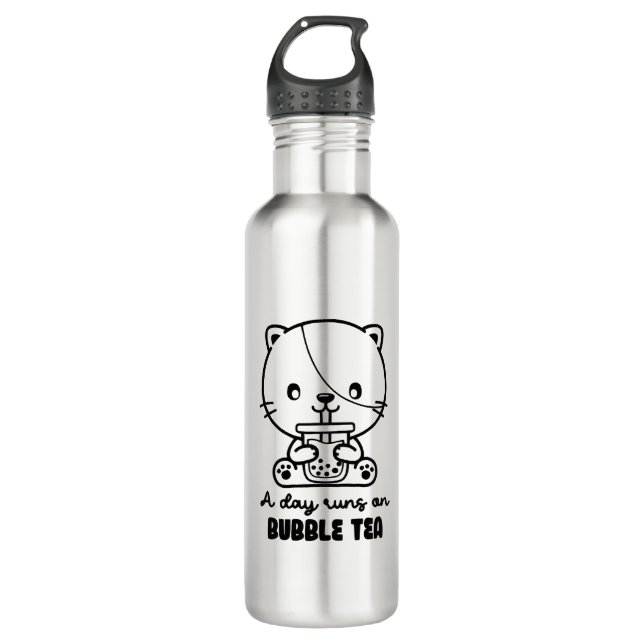 Katzengetränk Blubble Tee, Boba Tea Clipart Edelstahlflasche (Vorderseite)