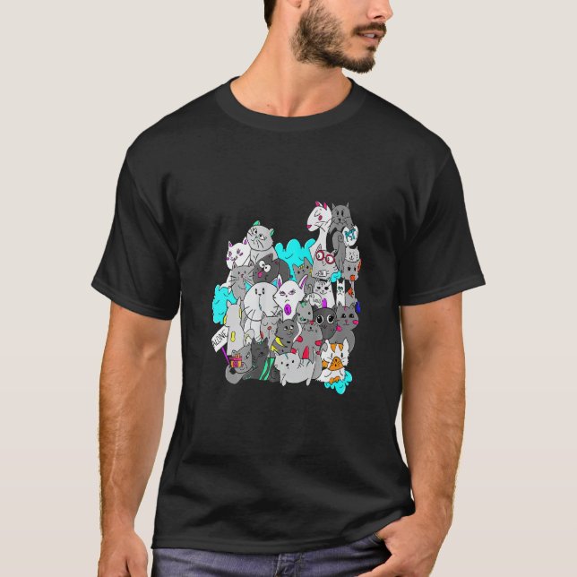 Katzengruppe Party Katzen T-Shirt (Vorderseite)