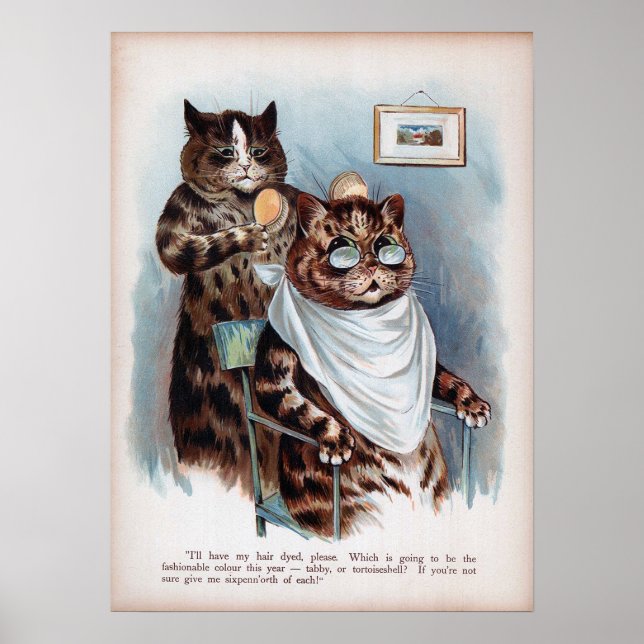 Katzenhaar-Färbe Shop, Louis Wain Poster (Vorne)