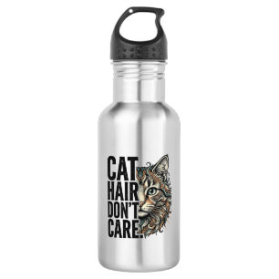 Katzenhaare sind egal Vintage Gravur Katze Shirt D Edelstahlflasche