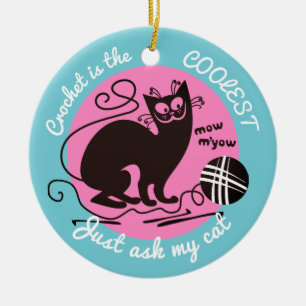 Katzenhäkelarbeithaken-Garn Weihnachtsverzierung Keramik Ornament