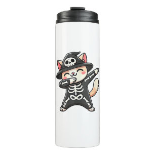 KatzenHalloween Skelett Niedlich Katzenkinder Thermosbecher