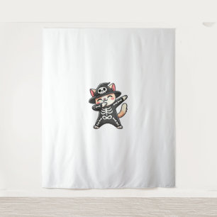 KatzenHalloween Skelett Niedlich Katzenkinder Wandteppich