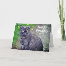 Katzenhaltung in Sitzposition Glücklich Geburtstag Karte