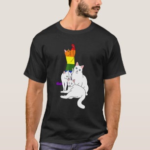 Katzenhaufen Lgbt Q Süße Gay Pride Regenbogenflagg T-Shirt