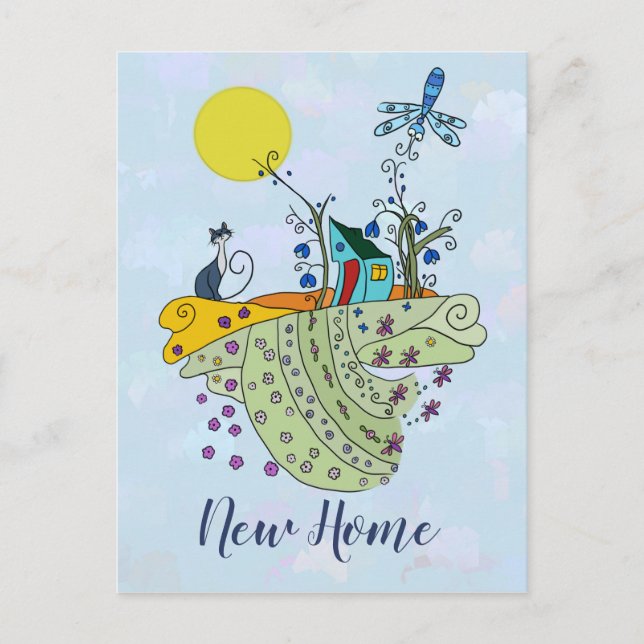 Katzenhaus New Zuhause Postkarte (Vorderseite)