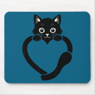 Katzenherz Grafik Liebe süße Katze Mousepad