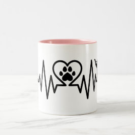 Katzenherzschlag mit einer anderen Katze Zweifarbige Tasse