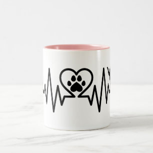Katzenherzschlag mit einer anderen Katze Zweifarbige Tasse