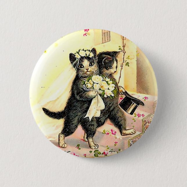 Katzenhochzeit Button (Vorderseite)