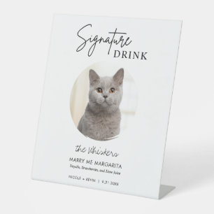 Katzenhochzeits-Signature-Drinks-Cocktailbar Sockelschild
