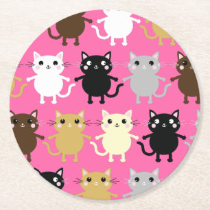 Katzeniedlicher Kitty-buntes 1. Runder Pappuntersetzer