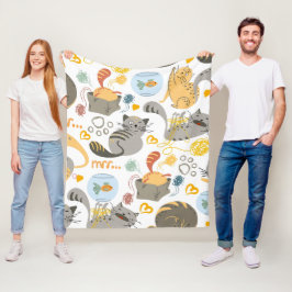 Katzenillustration Fleecedecke