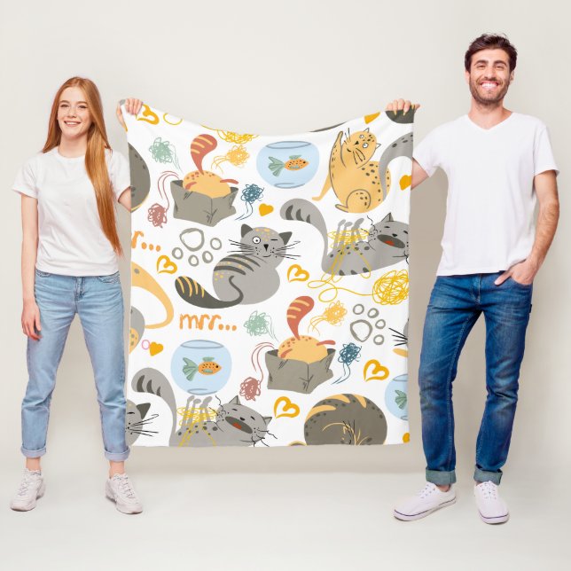 Katzenillustration Fleecedecke (Beispiel)