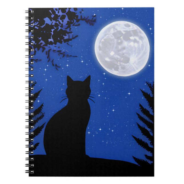 Katzenjacke am Vollmond Notizblock (Vorderseite)