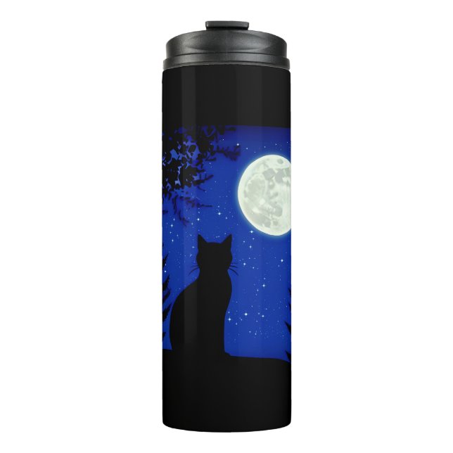 Katzenjacke am Vollmond Thermosbecher (Vorderseite)
