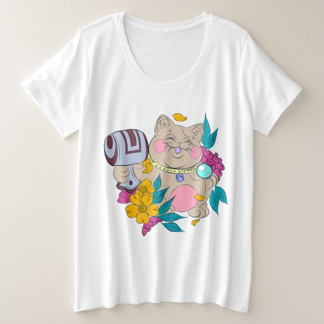 Katzenjägerkatze Große Größe T-Shirt (Design vorne)