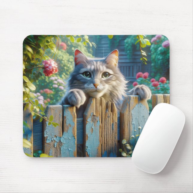 Katzenjammer über einem Zaun Mousepad (Mit Mouse)