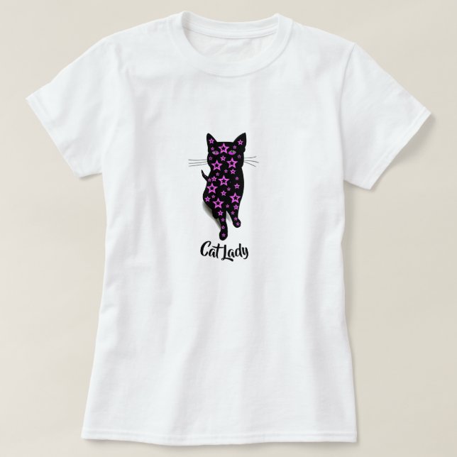 Katzenjunges Typografie mit rosa Sternen und schwa T-Shirt (Design vorne)