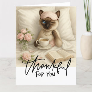 Katzenkaffee im Bett Dankeskarte