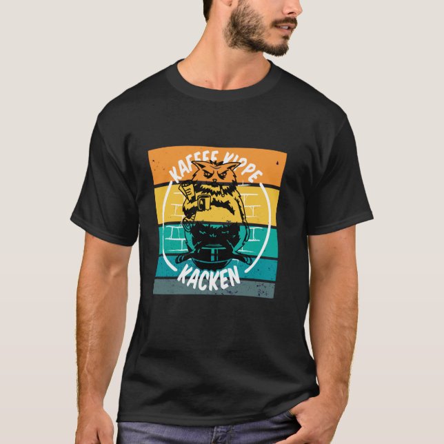 Katzenkaffee Zigarette Morgenroutine Humor Zeitung T-Shirt (Vorderseite)