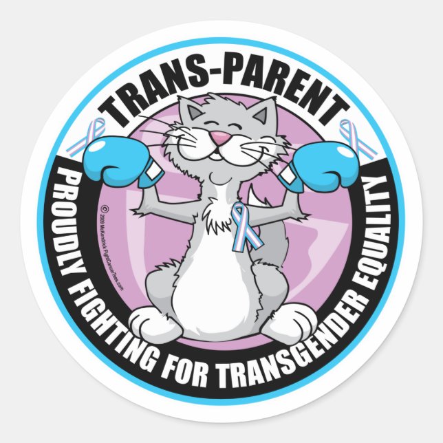 Katzenkämpfer für Trans-Parent Runder Aufkleber (Vorderseite)