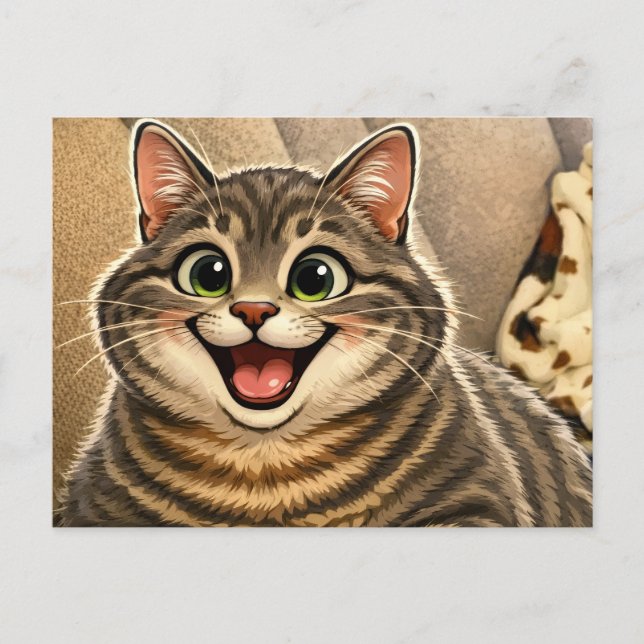 Katzenkarikatur Feiertagspostkarte (Vorderseite)