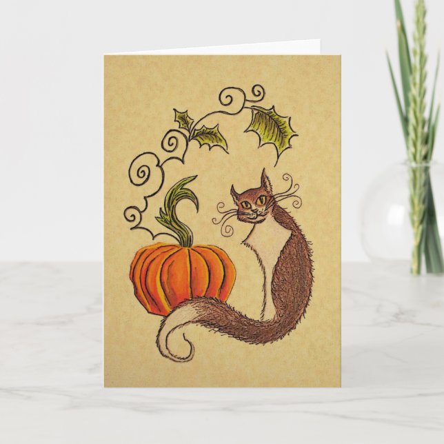 Katzenkarte und Kürbiskatzenkarte Karte (Vorderseite)