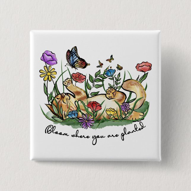 Katzenkätzchen spielen Gartenschmetterling-Blume b Button (Vorderseite)