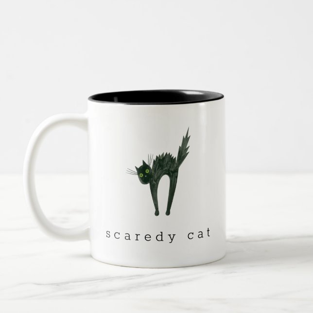 Katzenkatze, Halloween, Schwarze Katze, Katzenjamm Zweifarbige Tasse (Links)