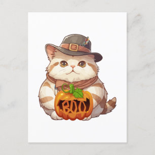 Katzenkatze mit Boo Pumpkin Feiertagspostkarte
