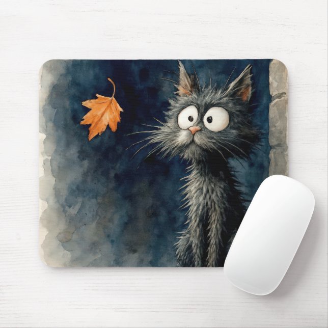 Katzenkatze mit Herbstleder Mousepad (Mit Mouse)