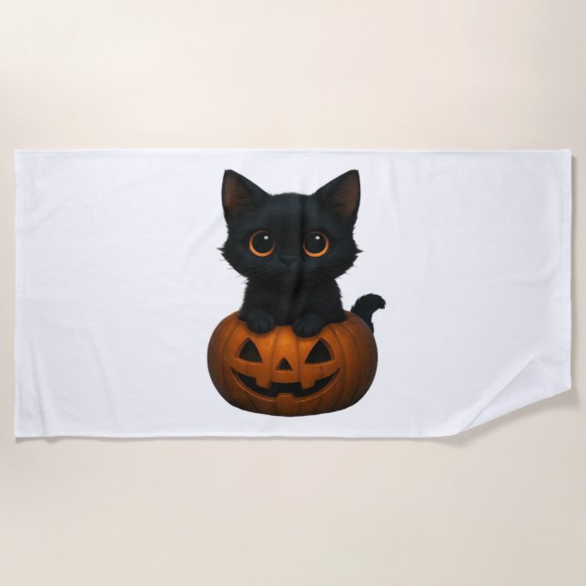 Katzenkatze - Niedliches Spooky Halloween-Shirt fü Strandtuch (Vorderseite)