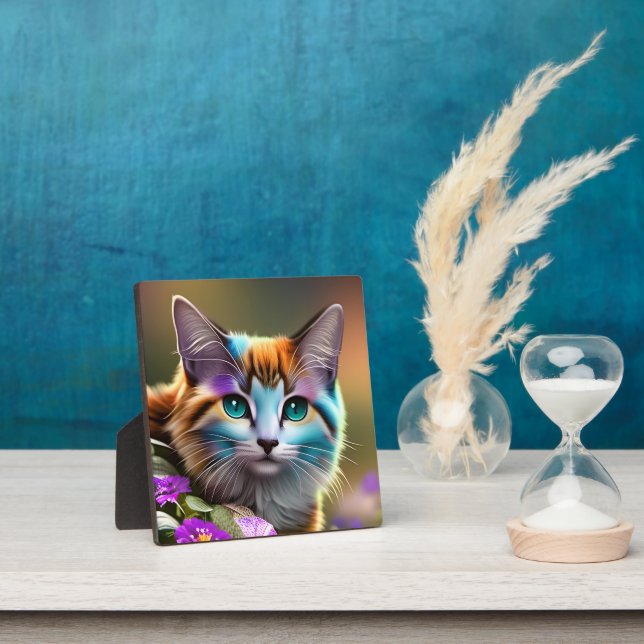 Katzenkatze und Blume Fotoplatte (InSitu)