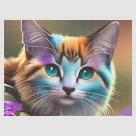 Katzenkatze und Blume Seidenpapier