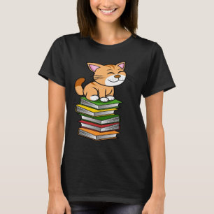 Katzenkatzen buchen mit einer Kiste von Büchern T-Shirt