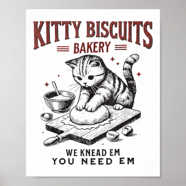 Katzenkekse Kekse Bäckerei Wir Knead Em Sie Poster (Vorne)
