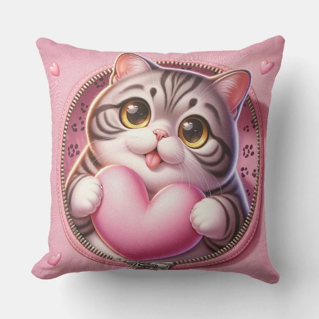 Katzenkissen Katze mit Herz 2 Kissen (Vorderseite)