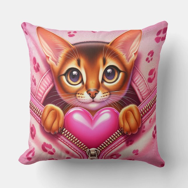 Katzenkissen Katze mit Herz 3 Kissen (Vorderseite)