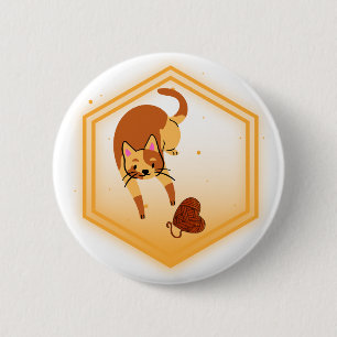 Katzenkiste mit Garnknopf Button