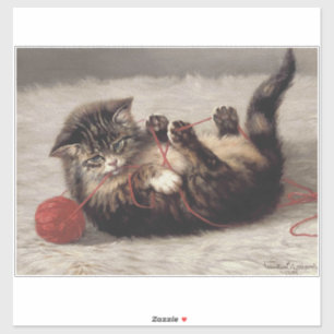 Katzenklatsche, eine Katze, die Galle aus dem Garn Aufkleber