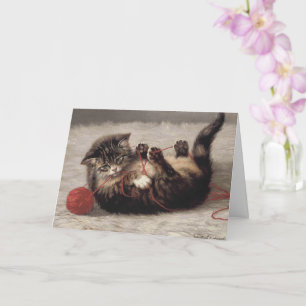 Katzenklatsche, eine Katze, die Galle aus dem Garn Karte