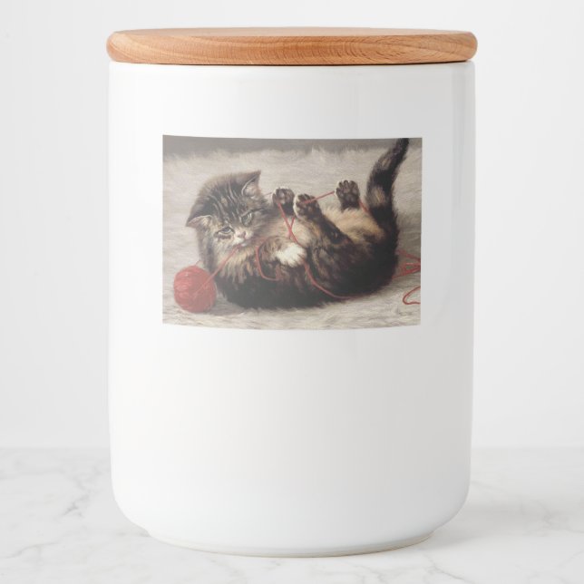Katzenklatsche, eine Katze, die Galle aus dem Garn Lebensmitteletikett (Vorderseite)