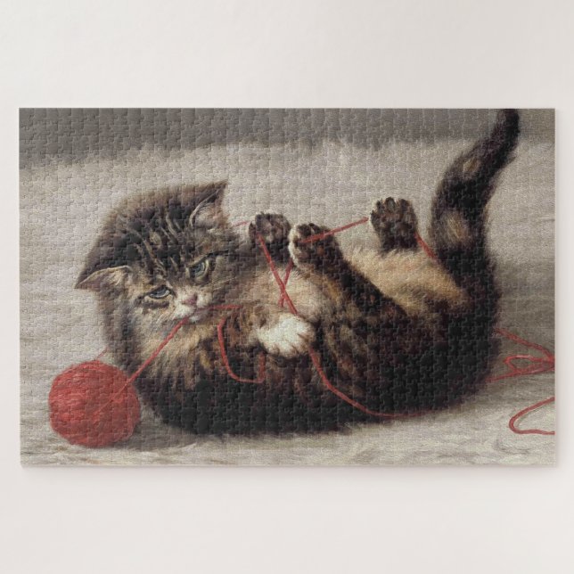 Katzenklatsche, eine Katze, die Galle aus dem Garn Puzzle (Horizontal)