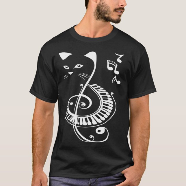 Katzenklavier Noten T-Shirt (Vorderseite)